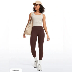 CRZ Yoga High Rise Butterluxe Leggings Taupe Brown Crop 25” XS